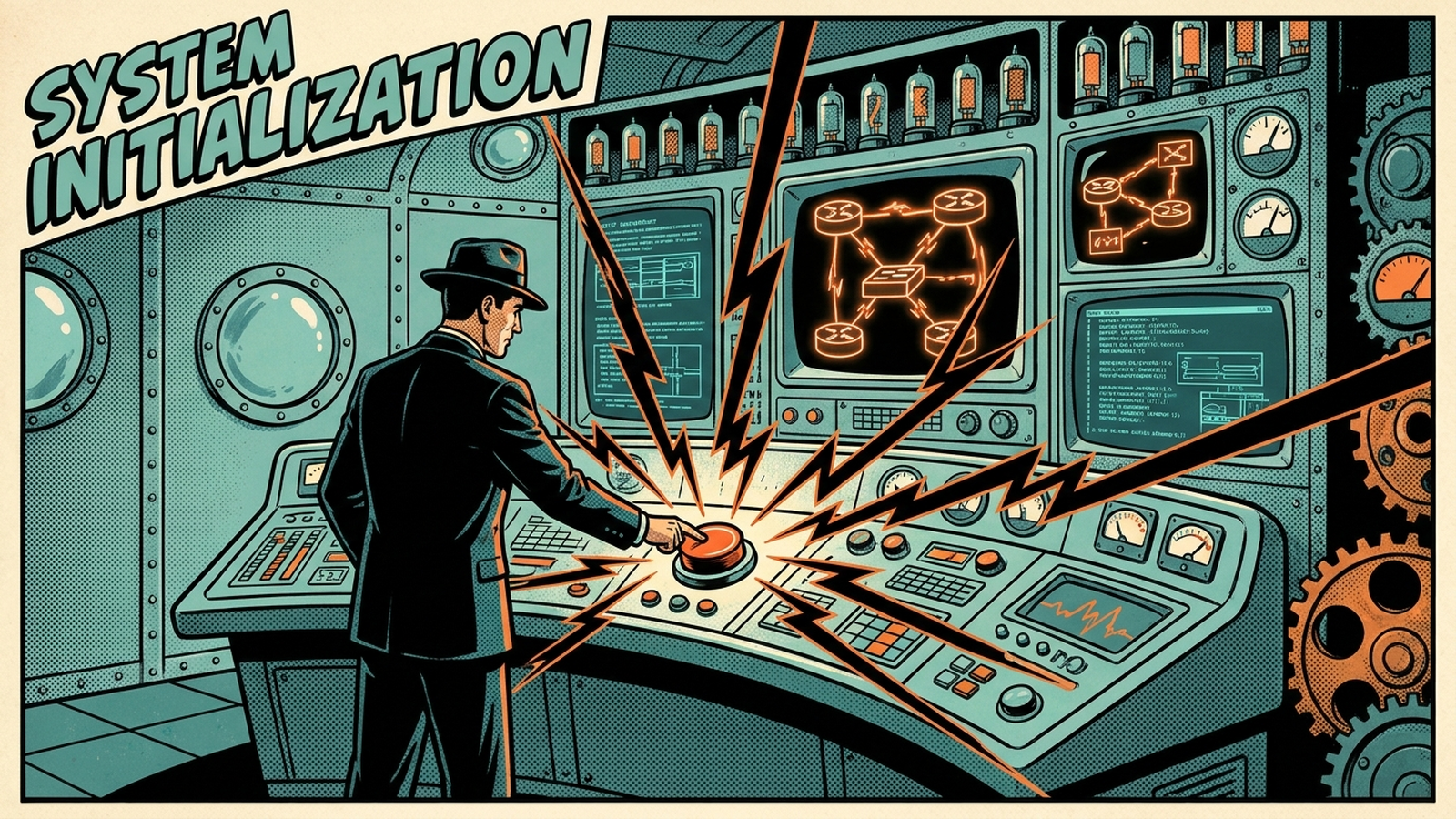 A single terminal command flowing into a finished network runbook document